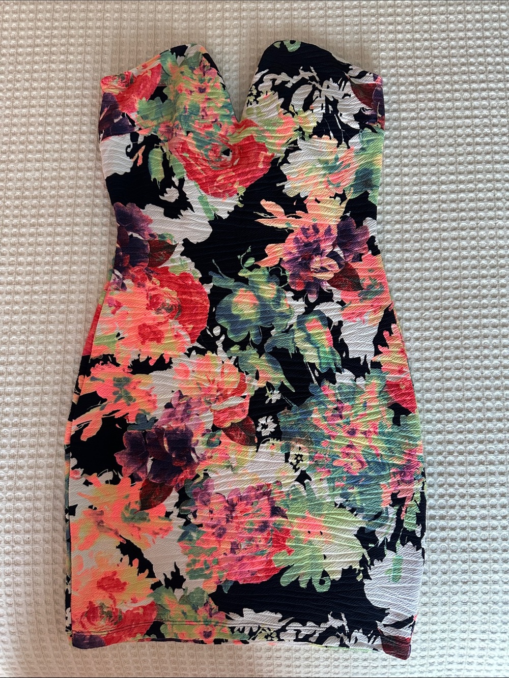 Floral Strapless Bodycon Dress in Multicolor